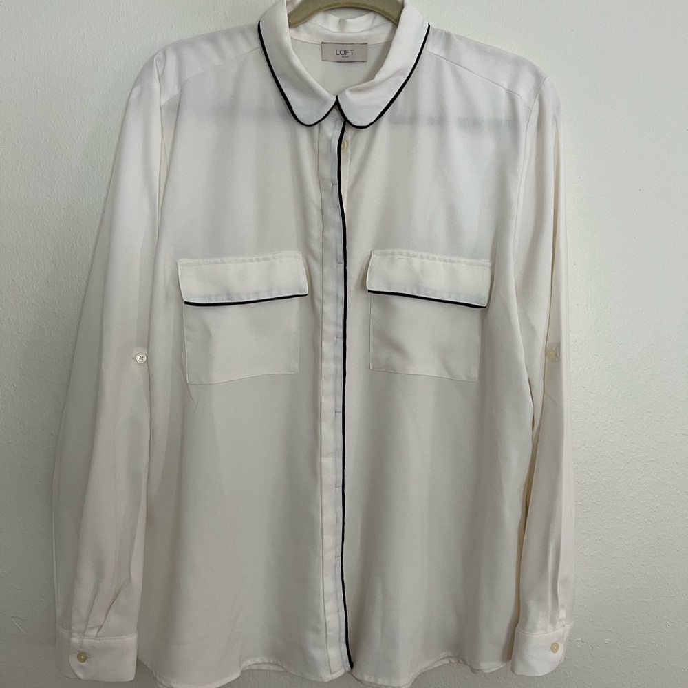 Loft Outlet Button Down White Blouse - image 1